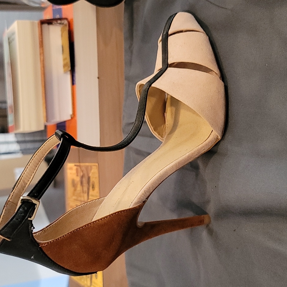 Zara Colorblock T Strap Sandals